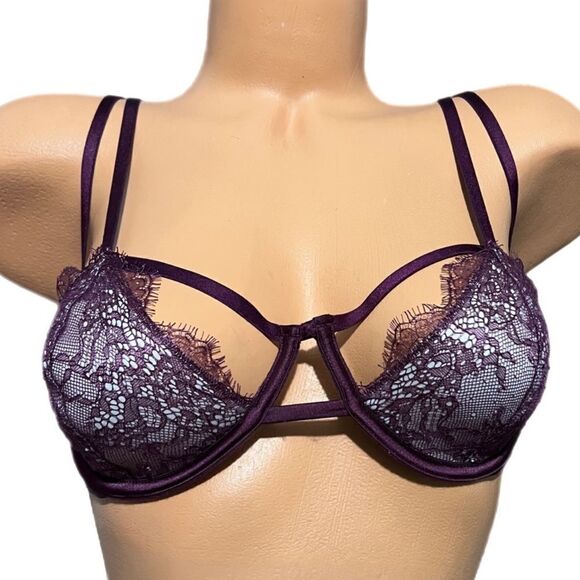 Victoria's Secret Very Lined strappy Balconet underwire Bra wine buff 34D - Picture 2 of 3